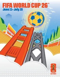 Golden Gate and Bay Bridge with a soccer ball